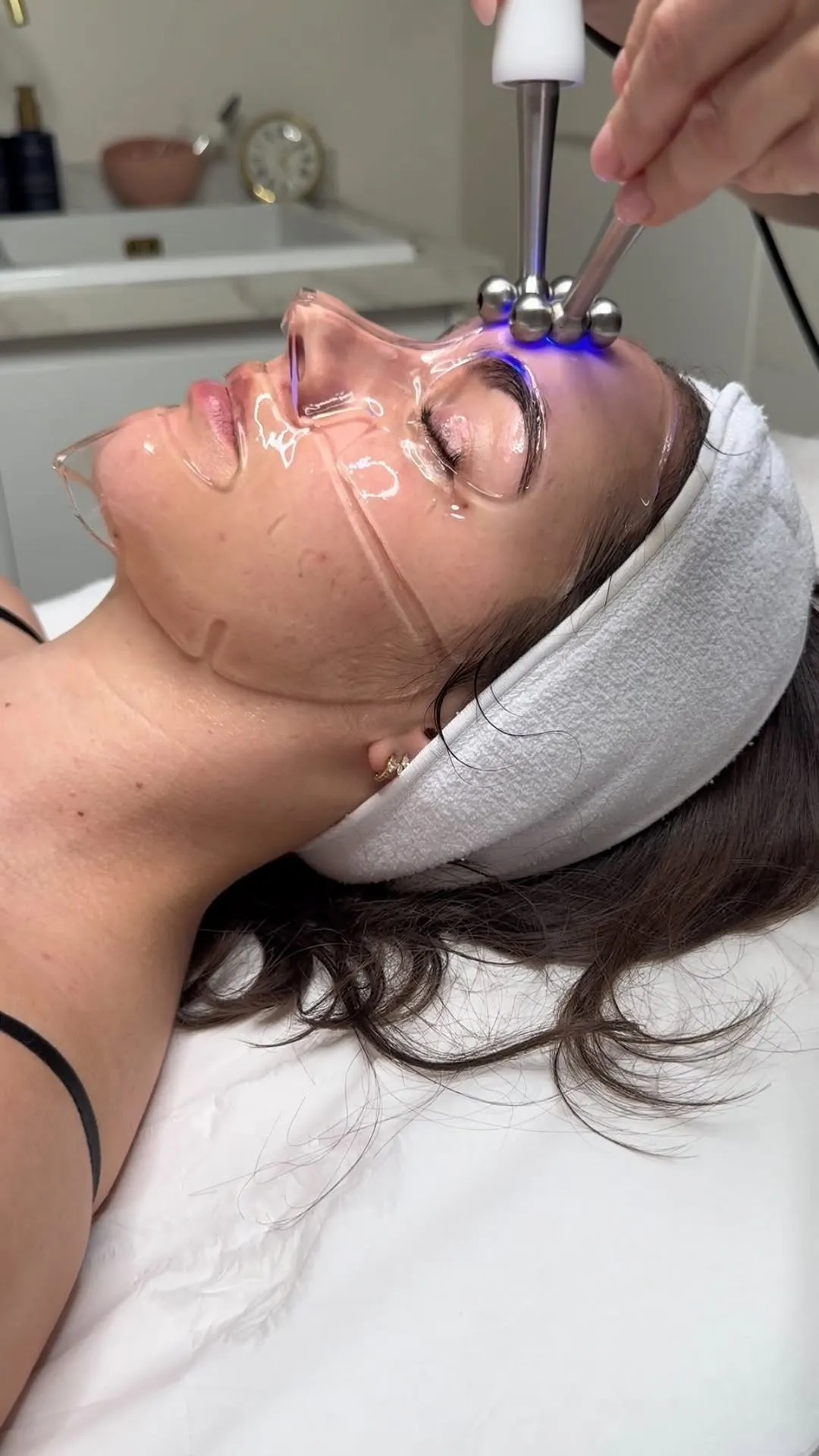 A serene CACI microcurrent facial with blue LED therapy at The Self-Care Clinic, Exeter